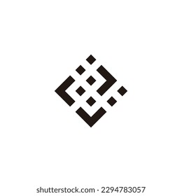 Letter r, v and j squares, elegant geometric symbol simple logo vector