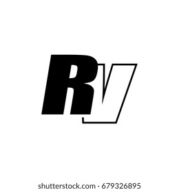 letter R and V logo overlapping black negative
