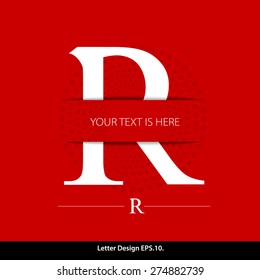 Letter R vector alphabet inserted into the paper cut. ABC concept type as logo. Typography design