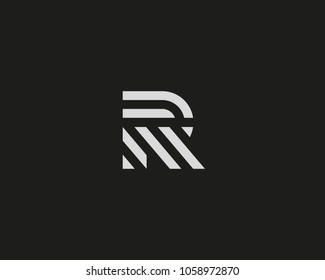 Letter R vector line logo design. Creative minimalism logotype icon symbol.