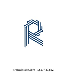 Letter R vector logo design technology.