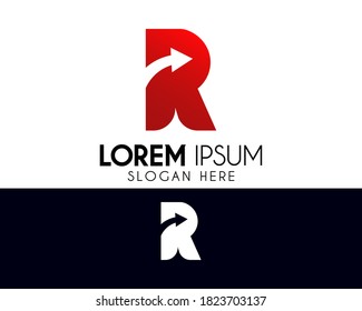 Letter R vector logo design. Arrow icon concept. Modern logo for brand identity. Creative symbol element or template