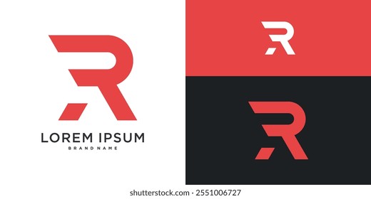 Projeto de logotipo de vetor de letra R com forma abstrata. Vetor Premium