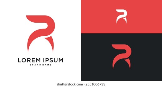 Letter R vector logo design with abstract shape. Premium Vector