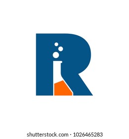 letter r vector logo. erlenmeyer symbol.