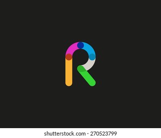 Letter R vector logo icon design. Universal color symbol