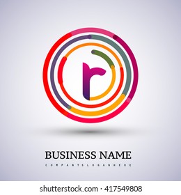 Letter R vector logo symbol in the colorful circle thin line. Design for your business or company identity.