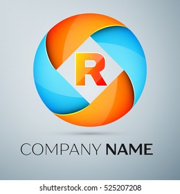 Letter R vector logo symbol in the colorful circle. Vector template for your design