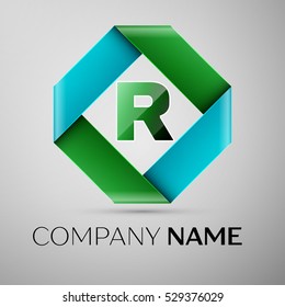 Letter R vector logo symbol in the colorful rhombus. Vector template for your design