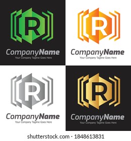 Letter R vector logo template, Colorful Letter R logo