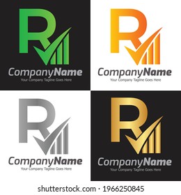 Plantilla para el logotipo del vector de la letra R, logotipo de la carta colorida R, logotipo de la empresa financiera, icono de la plantilla de diseño de los asesores del Instituto Financiero