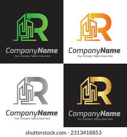 Letter R vector logo template, Colorful Letter R logo, Real Estate, Building and Construction Logo Design Template Vector Icon