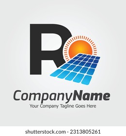 Letter R vector logo template, Colorful Letter R logo, Solar power logo design,  Solar panel logo, Renewable energy, Solar energy brand