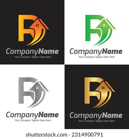 Plantilla de logotipo del vector de letra R, logotipo de la letra colorida R, inmobiliario, logotipo de construcción y diseño de la plantilla de vectores

