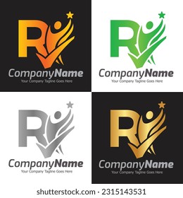Letter R vector logo template, Colorful Letter R logo, Financial Company Logo, Financial Institute Advisors Logo Design Template Vector Icon
