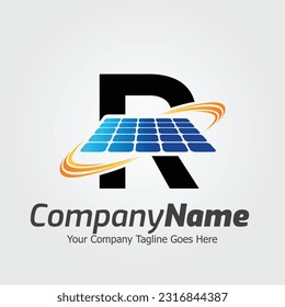 Letter R vector logo template, Colorful Letter R logo, Solar power logo design,  Solar panel logo, Renewable energy, Solar energy brand