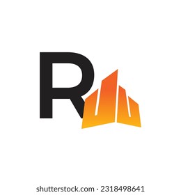 Plantilla de logotipo del vector de letra R, logotipo de la letra colorida R, inmobiliario, logotipo de construcción y diseño de la plantilla de vectores