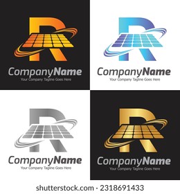 Letter R vector logo template, Colorful Letter R logo, Solar power logo design,  Solar panel logo, Renewable energy, Solar energy brand