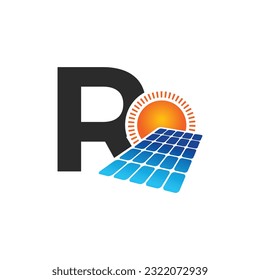 Letter R vector logo template, Colorful Letter R logo, Solar power logo design,  Solar panel logo, Renewable energy, Solar energy brand