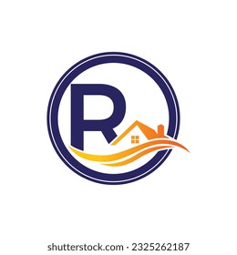 Buchstabe R, Vorlage für das Vektorlogo, Logo für den Farbbrief R, Logo für Immobilien, Gebäude und Bauwesen, Vektorsymbol