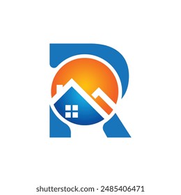 Letter R vector logo template, Colorful Letter R logo, Real Estate, Building and Construction Logo Design Template Vector Icon