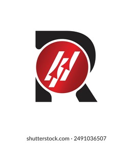 Plantilla del logotipo del Vector de la letra R, logotipo colorido de la letra R, logotipo de la compañía financiera, icono del Vector de la Plantilla del diseño del logotipo de los asesores del instituto financiero