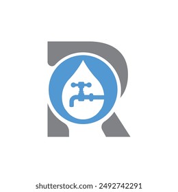 Letter R vector logo template, Colorful Letter R logo, Modern Plumbing Services Logo Design