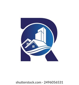 Letter R-Vektor-Logo-Vorlage, Farbiger Letter R-Logo, Immobilien, Gebäude und Bau Logo Design-Vorlage Vektor-Symbol
