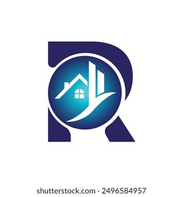 Letter R vector logo template, Colorful Letter R logo, Real Estate, Building and Construction Logo Design Template Vector Icon
