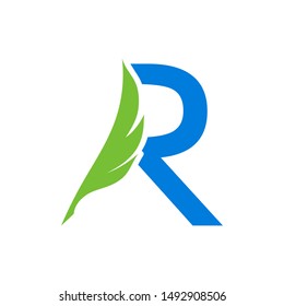 letter R vector logo with wing