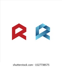 Letter R Vector Origami Logo icon.