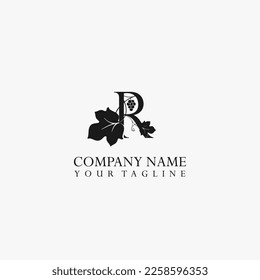 Letter R vector stock logo, abstract grape vector template. Illustration design of elegant logotype vine store on isolated background.