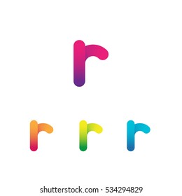 Letter R vector unusual bold rounded font. Gradient