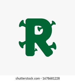 Letter R with virus and bacteria 