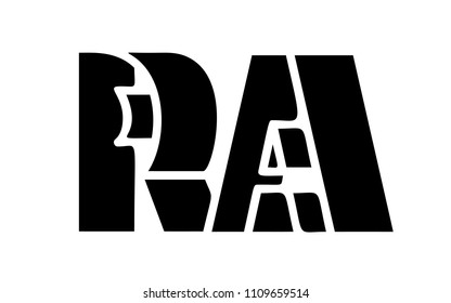 Letter R and A volume 3d logo. Simple illustration of letter R and A volume 3d logo vector image for web or print design