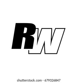 Letter R W Logo Overlapping Black Stock Vector (Royalty Free) 679326847 ...