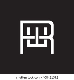 letter R and W monogram square shape logo white black background