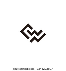 Letter r, w, N square geometric symbol simple logo vector