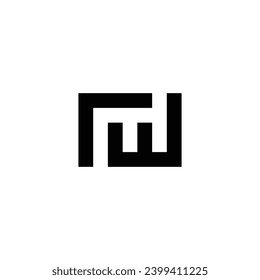 Letter r w square unique geometric symbol simple logo vector