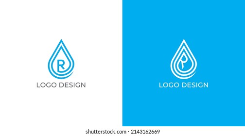 Letter R Water drop Logo Concept sign icon symbol Design Linear style. Vector illustration logo template