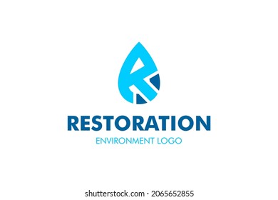 Letter R Water Logo : Suitable for Aquatic Theme, Environment Theme, Initial Theme, Infographics and Other Graphic Related Assets.