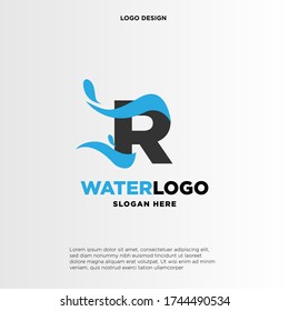 diseño del logotipo del vector de salpicadura de agua de la letra R
