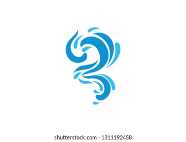 Letter R waves design silhouette
