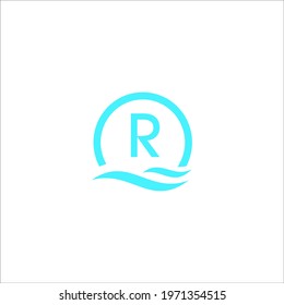 letter R waves logo design vector sign