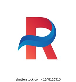 Letter R With Waves Logo Template