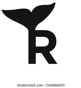 Letter R Whale Logo Design Template Vector Sign
