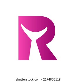 Letter R Whale Tail Logo Vector Template. Whale Tail Concept On Sea Water Element