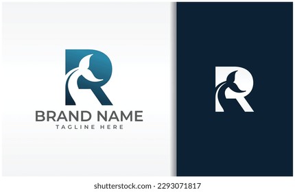 Letter R Whale Tail Logo