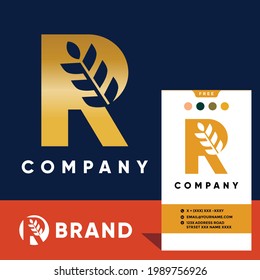 Letter R Wheat Logo Design Vector Icon Graphic Illustration
