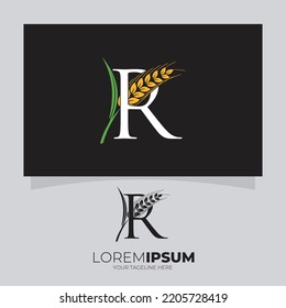 Letter R Wheat Logo Design Vector Icon Graphic Illustration